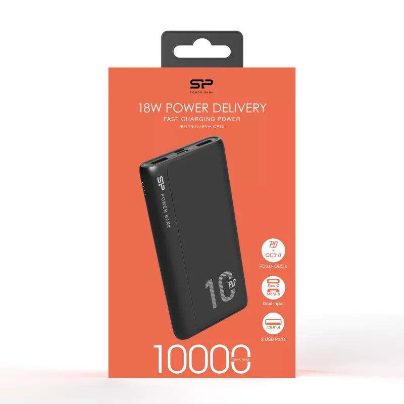 POWER BANK QP15 10000 MAH SILICON POWER - czarny (EG833103)