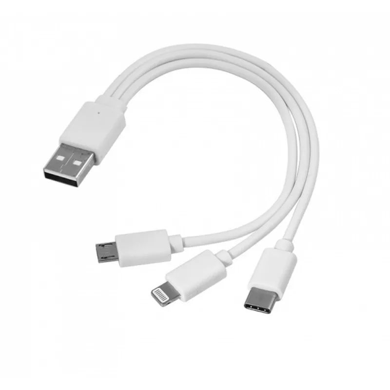 Kabel USB 3w1 micro USB + USB typ C + Lightning - biały (EG ZT7)