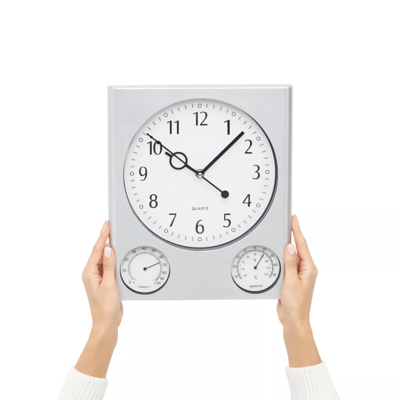 Prostokątny zegar ścienny - srebrny (56-0401517)