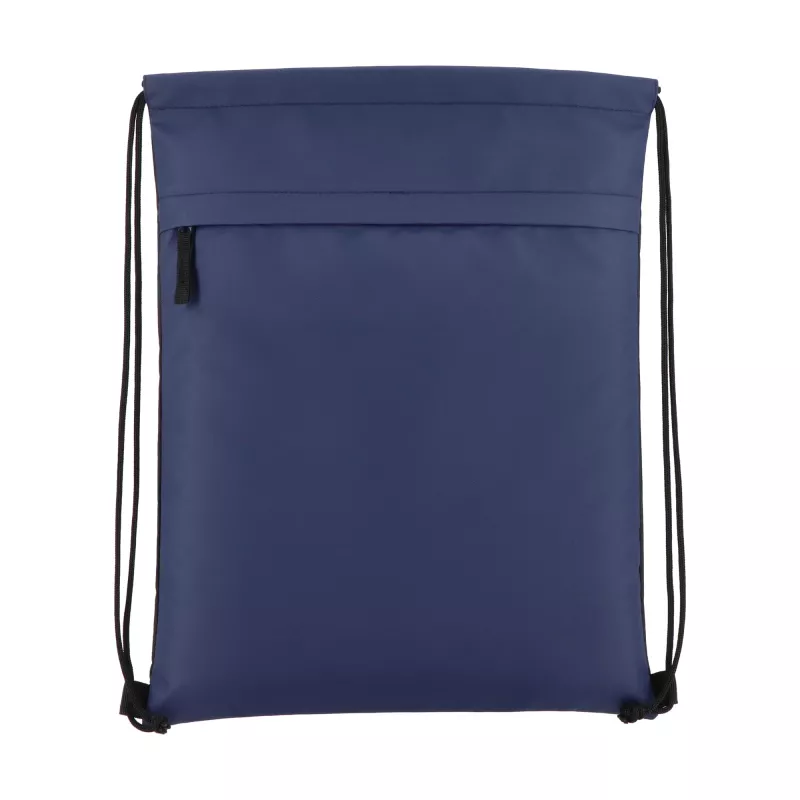 Torba ze sznurkiem z powlekanego PU R-PET 600D, wymiary 33 x 42 cm - ciemnoniebieski (LT91394-N0010)