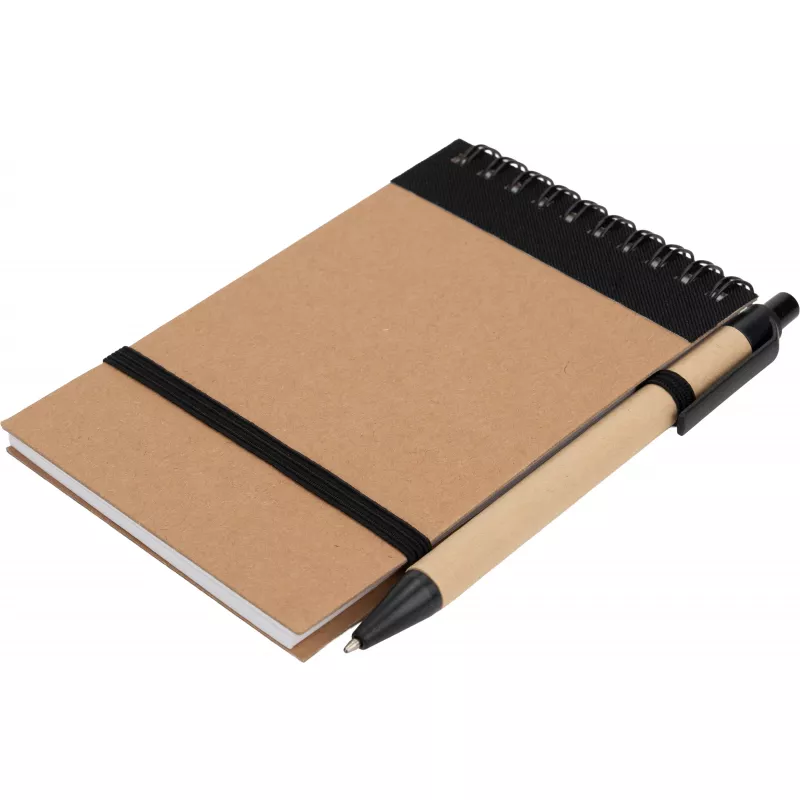 Notatnik w linie z długopisem tekturowym EUGENIO - czarny (2049703)