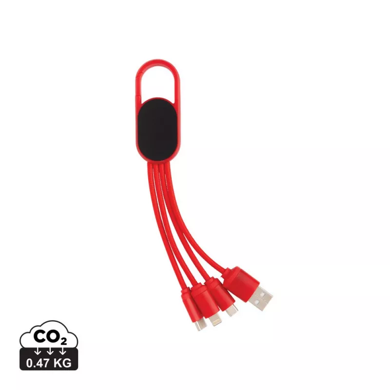 Kabel do ładowania 4 w 1 z karabińczykiem - czerwony (P302.074)