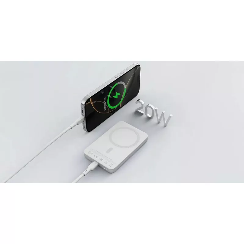 Magnetyczny, bezprzewodowy power bank 10000 mAh Aukey - srebrny (VAM12-32)