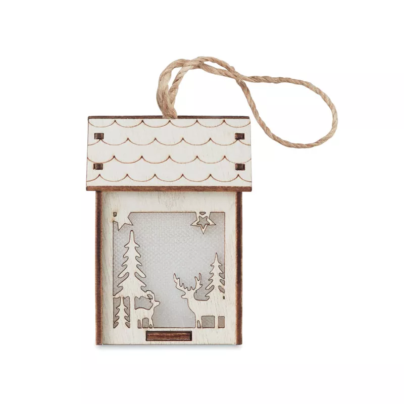 Domek świąteczny z MDF z lampką PONIA - Drewna (CX1463-40)