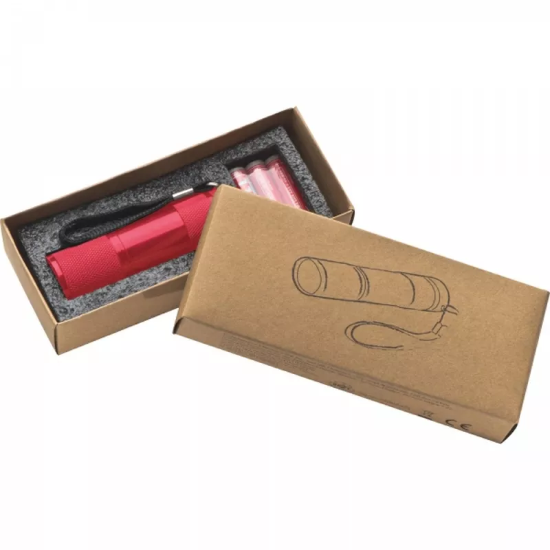 Latarka metalowa 9 LED DUNCAN - czerwony (8875705)