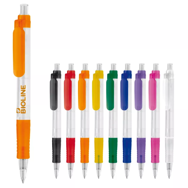 Długopis Vegetal Pen Clear przejrzysty z PLA - pomarańczowy  mrożony (LT87540-N5426)
