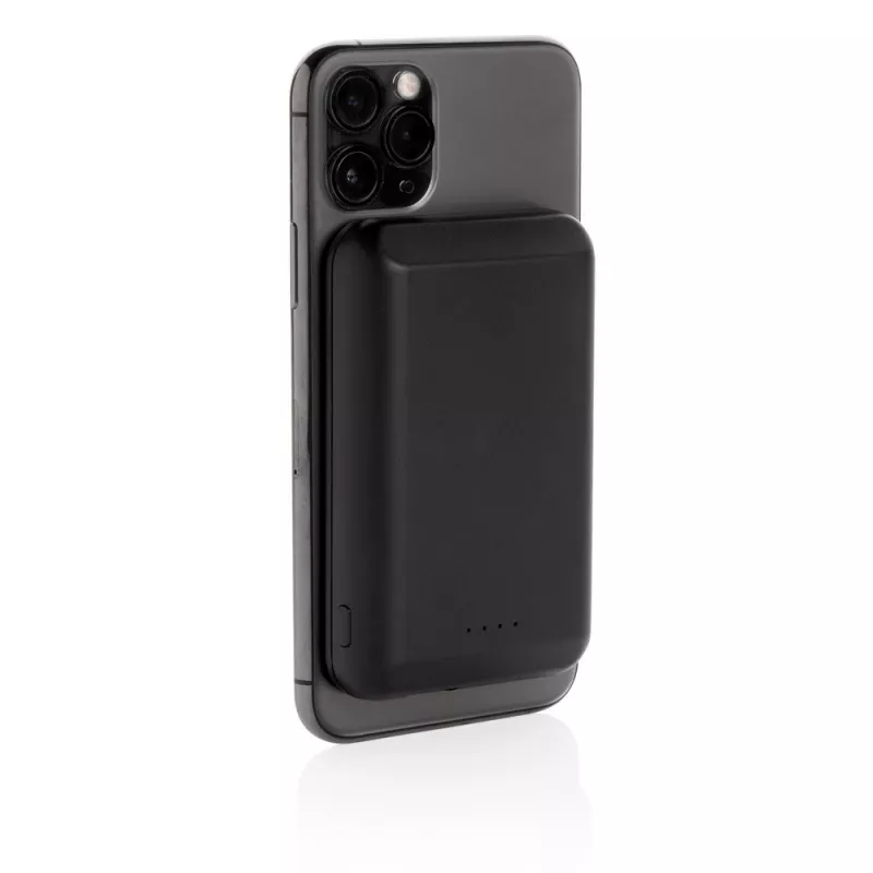 Magnetyczny, bezprzewodowy power bank 5000 mAh, 5W - czarny (P322.281)
