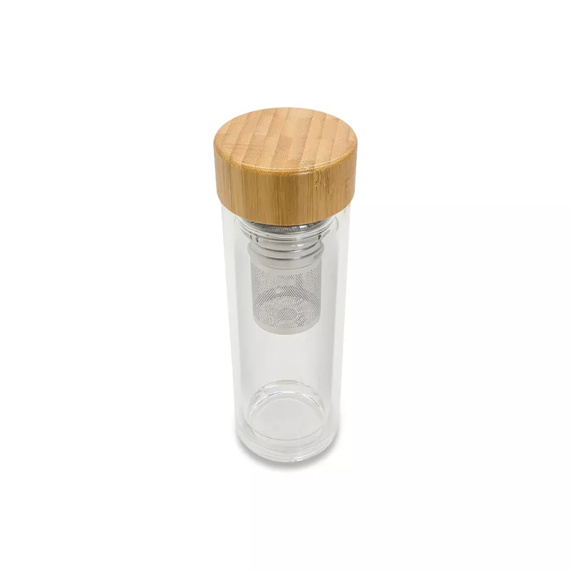 Dwuścienna butelka z zaparzaczem 400 ml Helen - transparentny (R08210.00)
