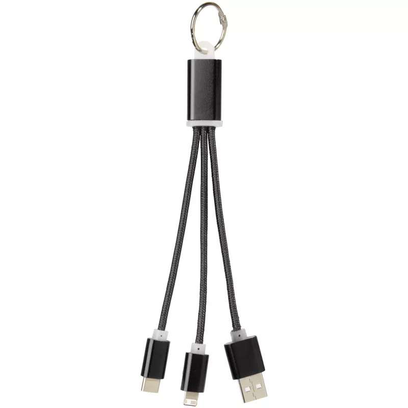 Kabel do ładowania 3w1 Metal z kółkiem na klucze - Czarny (13496100)