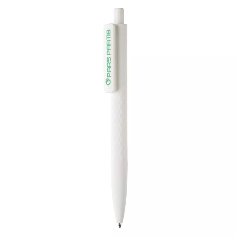 Długopis z diamentowym wzorem, niemiecki wkład Dokumental® - biały (V1999-02)