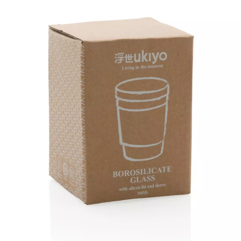 Szklany kubek podróżny Ukiyo 360 ml - szary (P432.702)