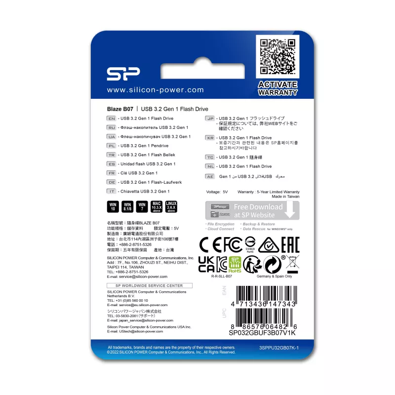 PENDRIVE BLAZE B07, 16GB 3.2 SILICON POWER - czarny (EG832603 64GB)