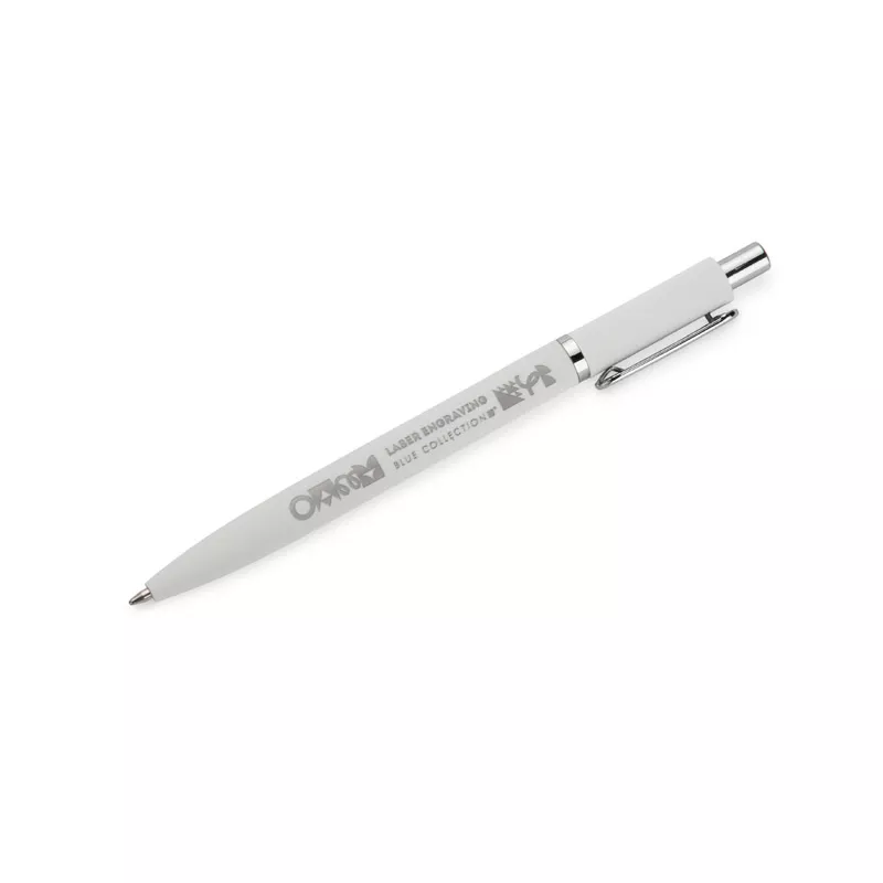 Długopis metalowy z powłoką typu soft touch ELMO - biały (19084-01)