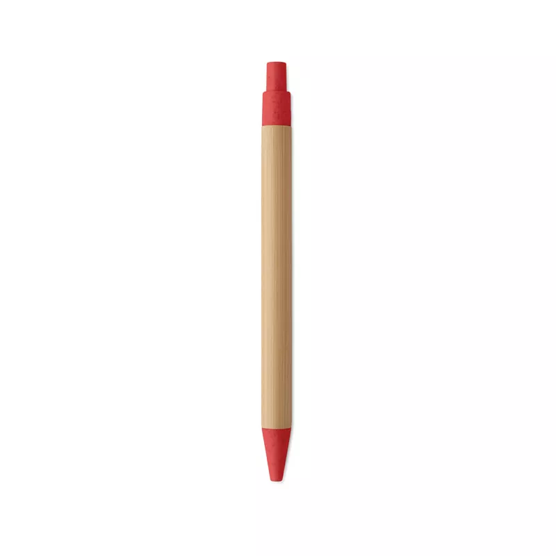 Długopis bambusowy z końcówkami ze słomy ITEA COLOUR - Czerwony (MO2635-05)