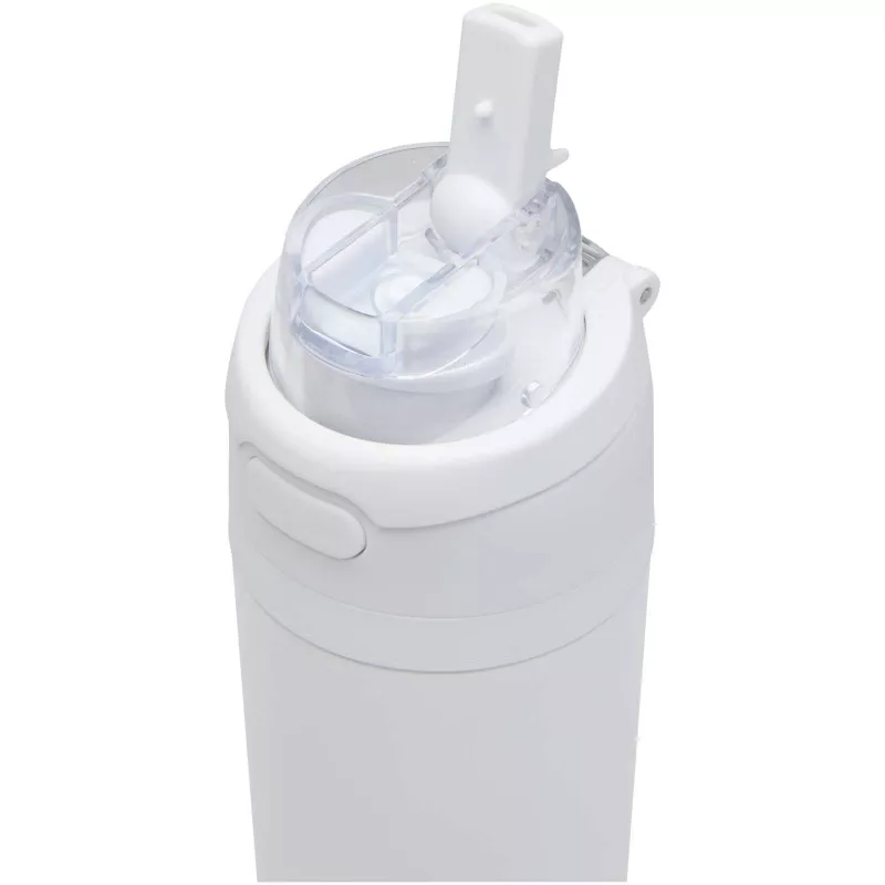 Bidon na wodę Theron 800 ml z jednowarstwowej stali nierdzewnej pochodzącej z recyklingu, certyfikowanej zgodnie z RCS, z pok - Biały (10095101)