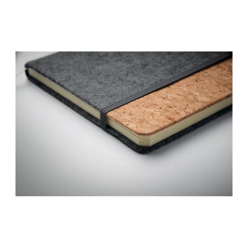 Notes A5 w okładce z filcu 80 kartek w linię CORKBOOK - Kamienny Szary (MO2553-15)