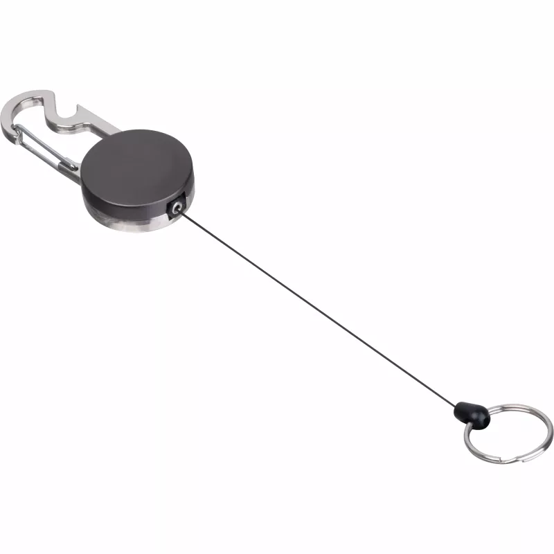 Brelok do kluczy z linką, karabińczykiem i otwieraczem do butelek PEGGY - czarny (9544603)