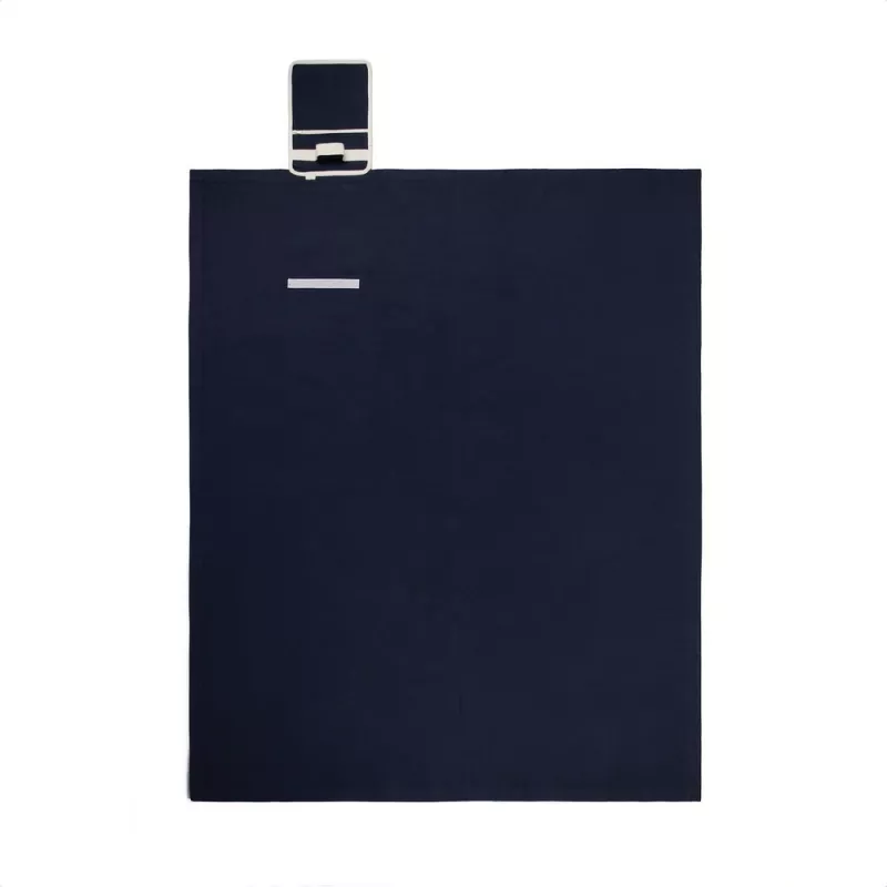 Koc piknikowy 130 x 170 cm VINGA Volonne AWARE™, płótno z recyklingu 340 g/m² - granatowy, biały (VG539-04)