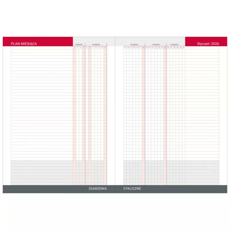 Kalendarz książkowy B5, dzienny, bez registrówi VIVO - różne kolory (KK-BCV-603.D)