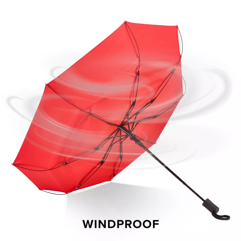 Daintree 190T Pongee 21.5" Składany parasol automatyczny, wiatroodporny - czerwony (LT97116-N0021)