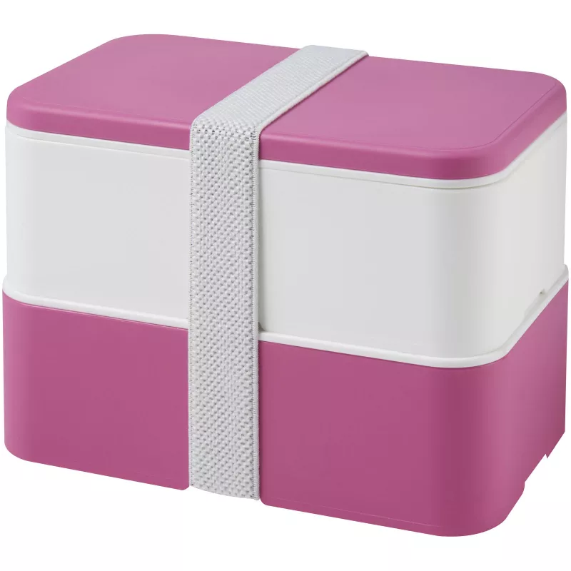 Dwupoziomowe pudełko na lunch 2 x 700 m MIYO - Biały-Różowy (21047004)