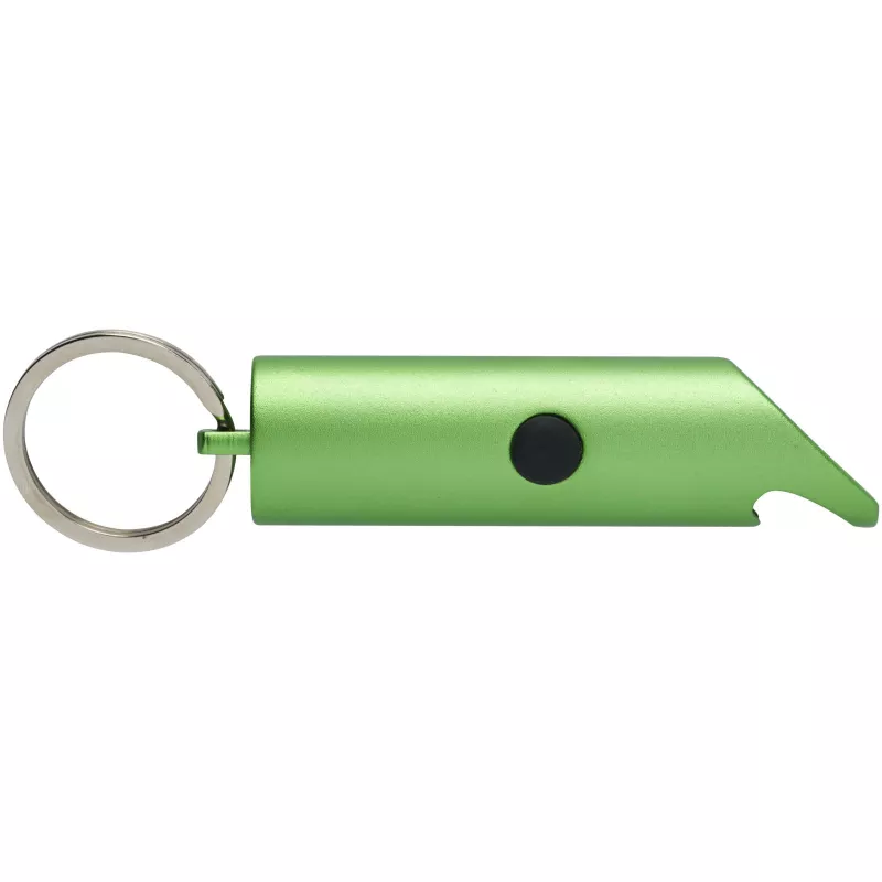 Flare latarka LED i otwieracz do butelek z łańcuchem do kluczy wykonany z aluminium IPX z recyklingu - Zielony (10457461)