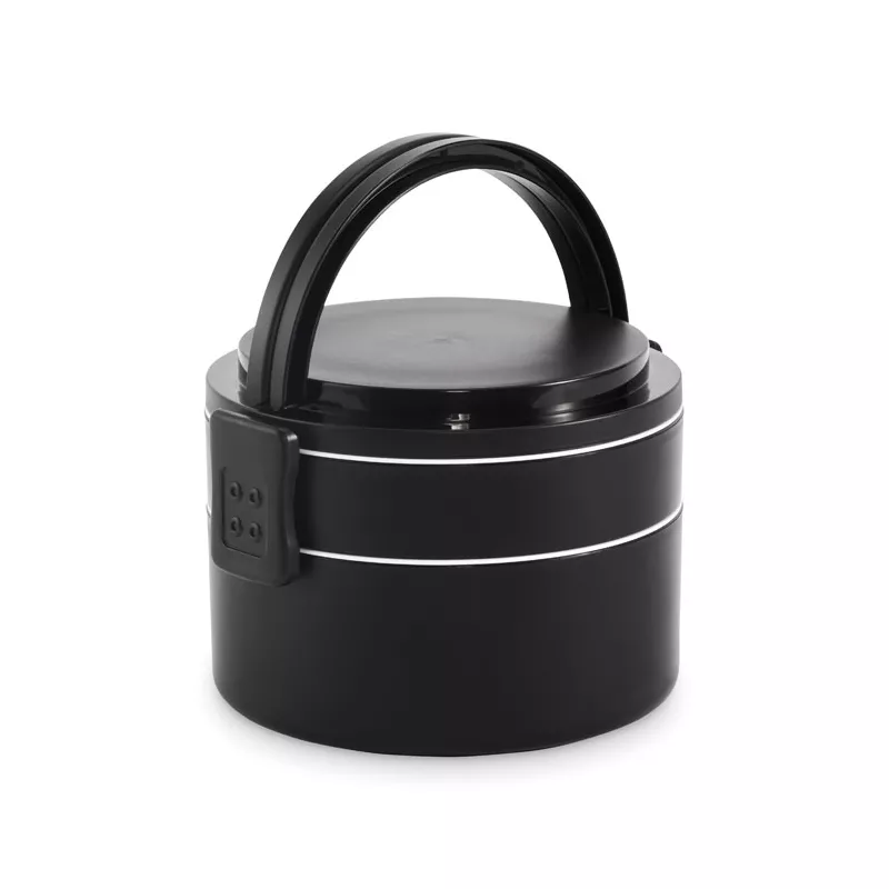 Lunchbox okrągły dwupoziomowy z PP 950 ml ENSALA - Czarny (MO2902-03)