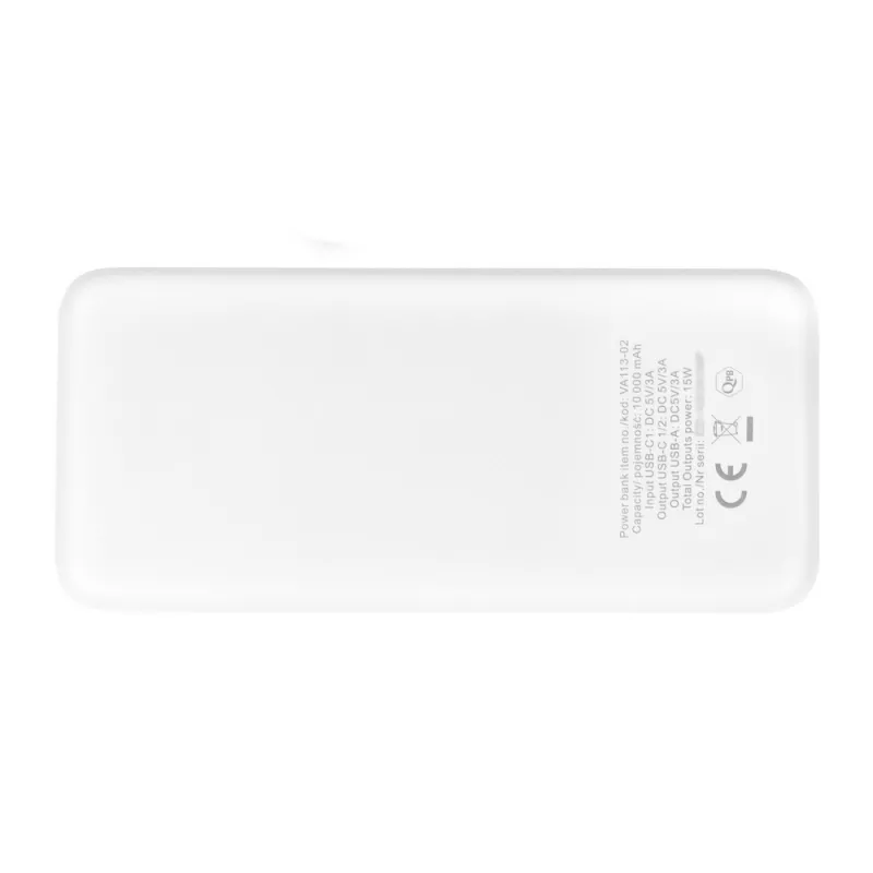 Power bank 10000 mAh | Dejerius - biały (VA113-02)