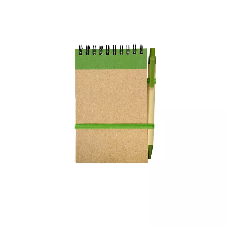 Notes Kraft 90x140/70k gładki z długopisem - zielony (R73795.05)