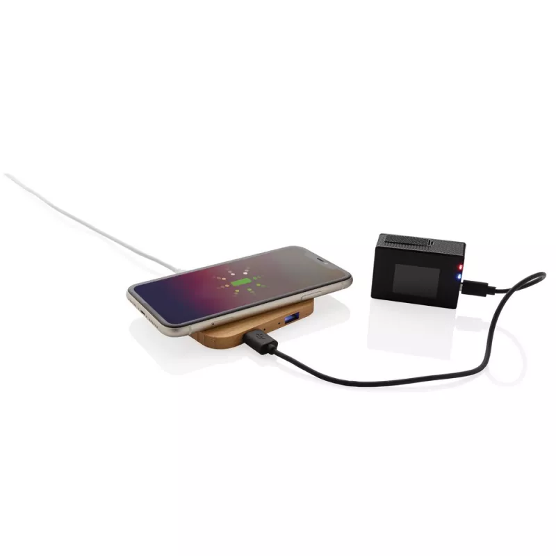 Bambusowa ładowarka bezprzewodowa 10W - brązowy (P308.379)