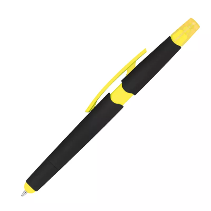 Długopis plastikowy do ekranów dotykowych z zakreślaczem - żółty (1096508)