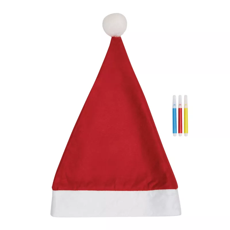 Czapka filcowa - biały, czerwony (56-0905025)