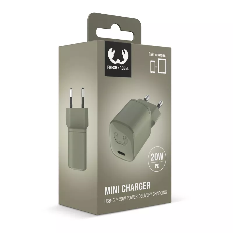 2WC20 I Fresh & Rebel USB-C Mini Charger USB-C PD // 20W - Dried Green (LT49727-N0049)