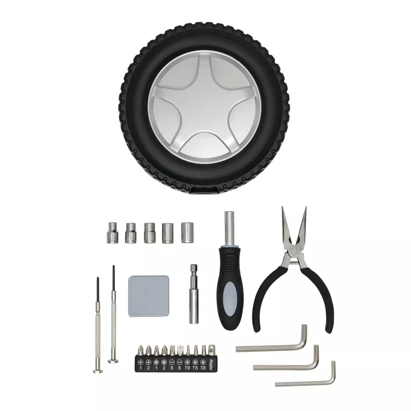 Zestaw narzędzi w kształcie opony samochodowej - czarny, srebrny (56-0381049)