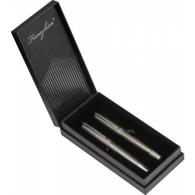Zestaw piśmienny długopis i pióro kulkowe Ferraghini GERARDO - szary (F24207)