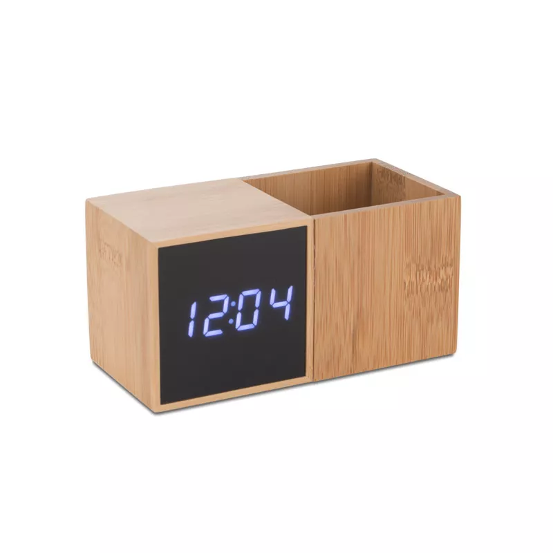 Zegar z przybornikiem na biurko BAMBOO - brązowy (03089)
