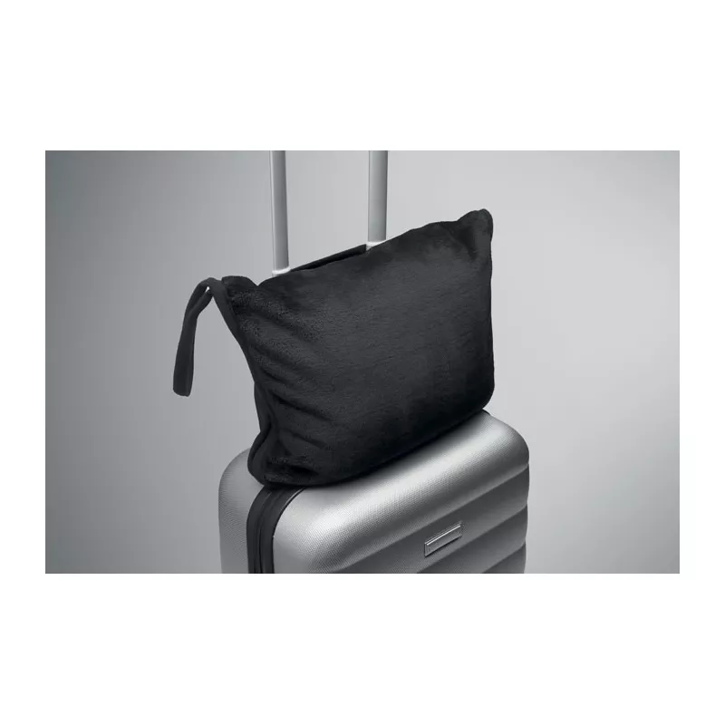 Koc podróżny i poduszka 2 w 1 220 g/m² COZY - Czarny (MO2568-03)