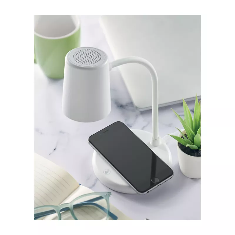 Lampka z ładowarką indukcyjną 15W i głośnikiem SPOT - Bialy (MO2124-06)