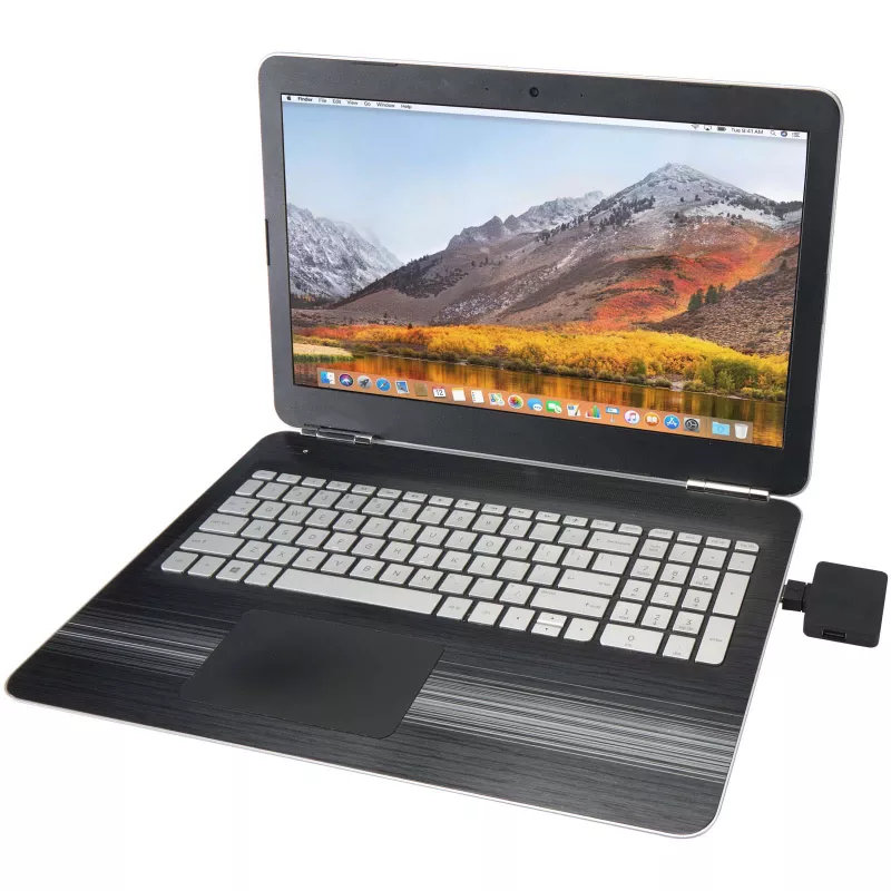 Gaia 4-portowy hub USB z wyjściem USB-A i typu C oraz podwójnym wejściem — wykonany z tworzyw sztucznych pochodzących z recyklingu - Czarny (12444990)