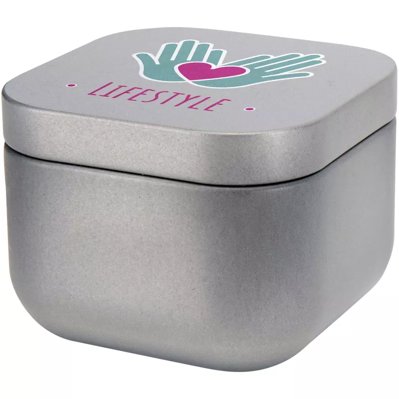 Tindra kwadratowa świeca w puszce o zapachu wanilii - Matted silver (12635281)