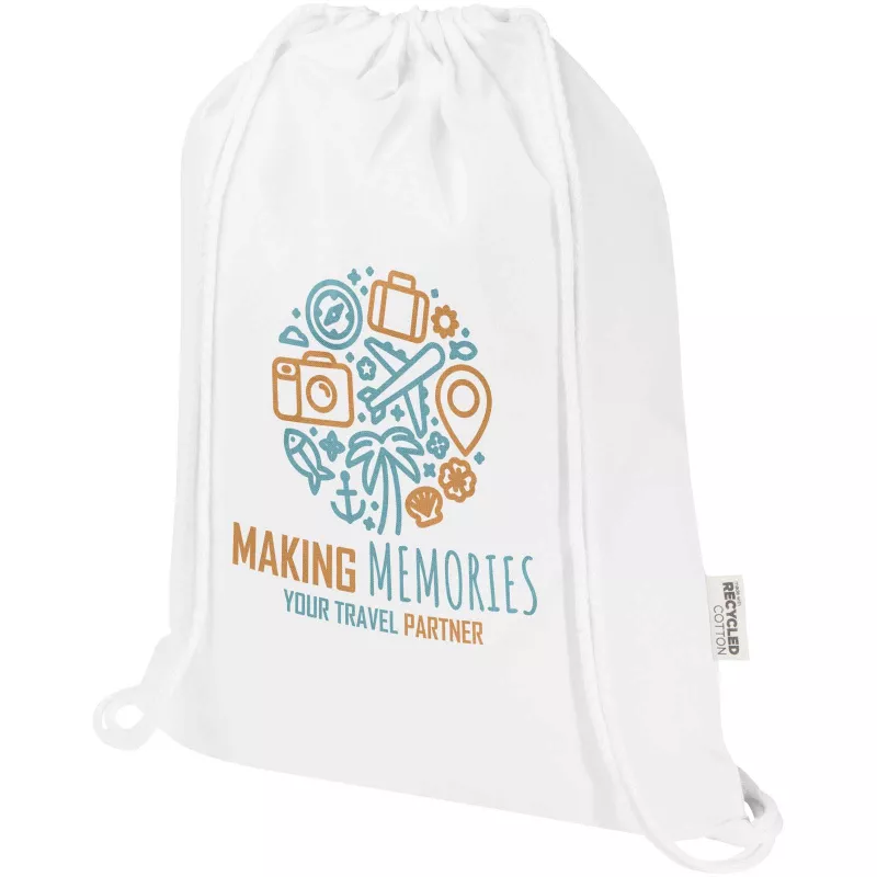 Peru Blend torba ściągana sznurkiem z materiału z recyklingu z certyfikatem GRS o gramaturze 180 g/m², 5 l - Biały (12079101)