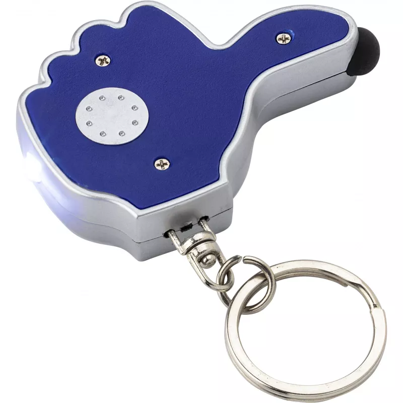Brelok do kluczy "kciuk", lampka LED, touch pen - granatowy (V1686-04)