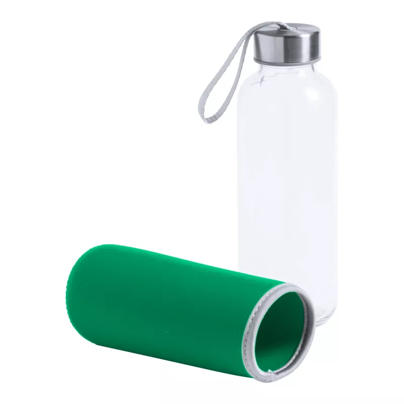 Butelka szklana w futerale Dokath 420 ml - zielony (AP781675-07)