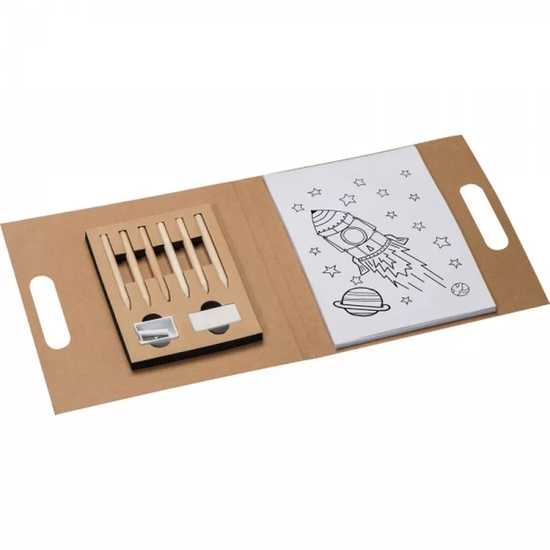 Zestaw do kolorowania z kredkami 6 kolorów CORNELIA - brązowy (5049301)