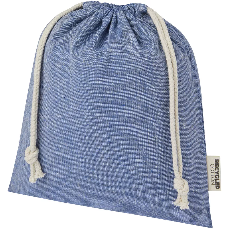 Pheebs torba na prezent z bawełny z recyklingu o gramaturze 150 g/m² i z certyfikatem GRS, średnia o pojemności 1,5 l - Niebieski melanż (12067150)