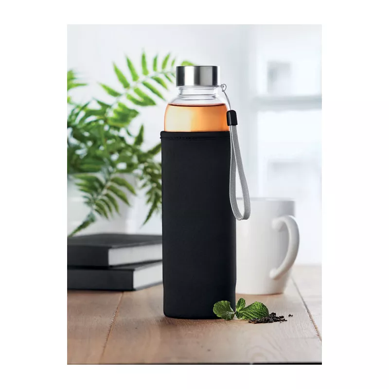 Butelka szklana z zaparzaczem 500 ml UTAH TEA - Czarny (MO9636-03)