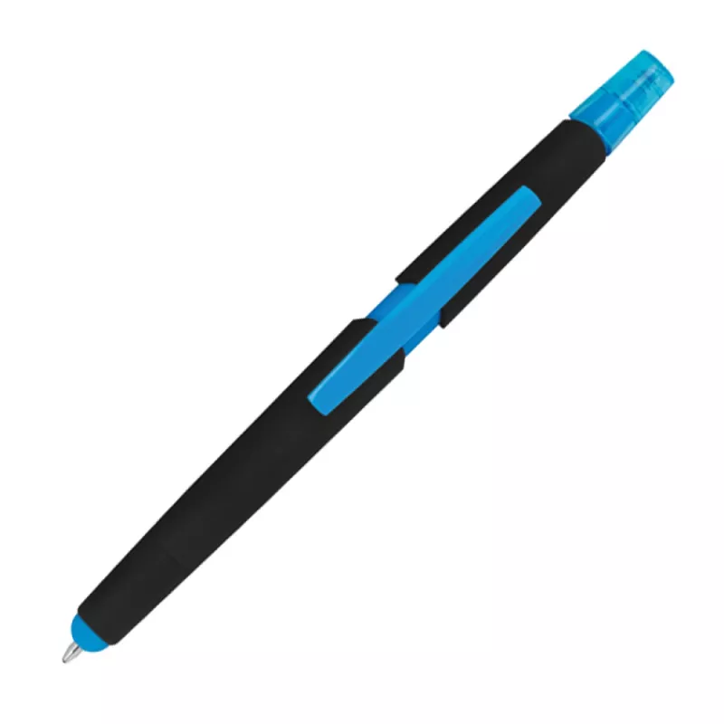 Długopis plastikowy do ekranów dotykowych z zakreślaczem - jasnoniebieski (1096524)
