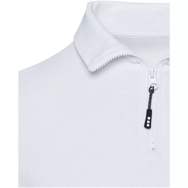 Zeus koszulka polo z zamkiem do połowy i długimi rękawami, uniseks - Biały (39551-WHITE)