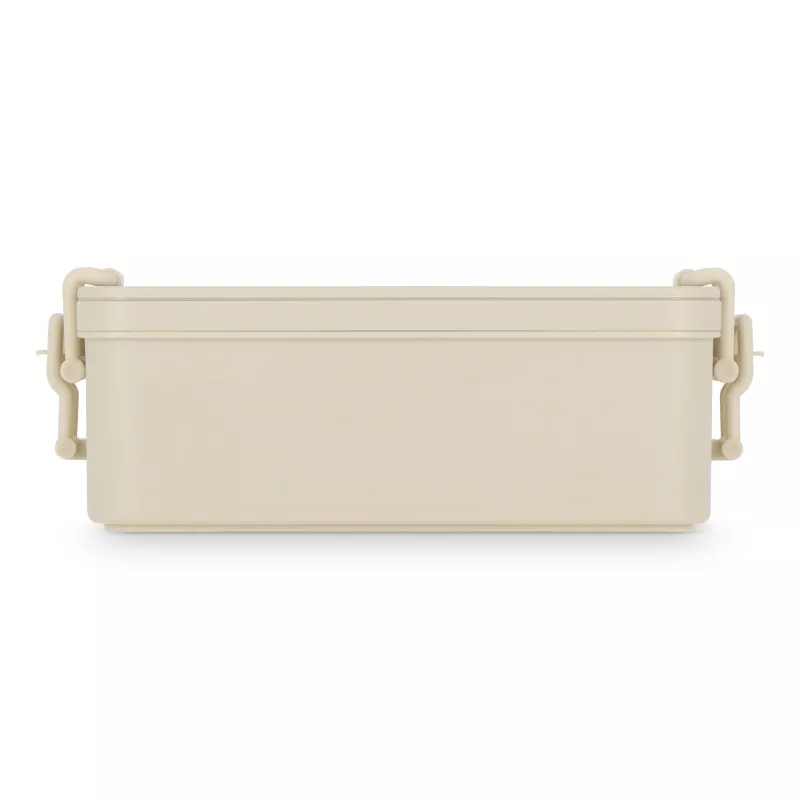 Dwupoziomowe pudełko na lunch z sztućcami - beżowy (LT90426-N0055)