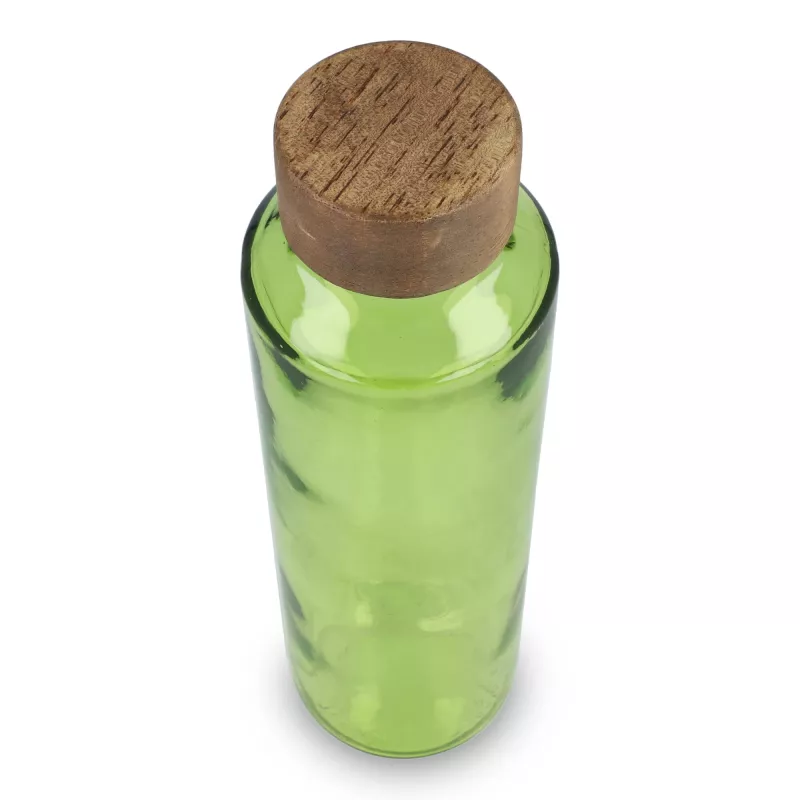 Butelka InSideOut z recyklingowanego szkła ReuuZ z drewnianym korkiem 650 ml - jasnozielony transparentny (LT57013-N0432)
